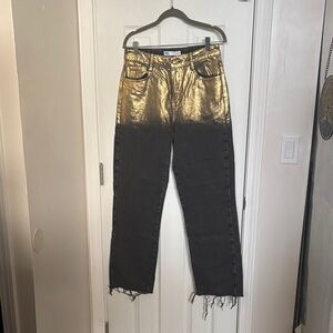ZARA Black Gold Foil Jeans